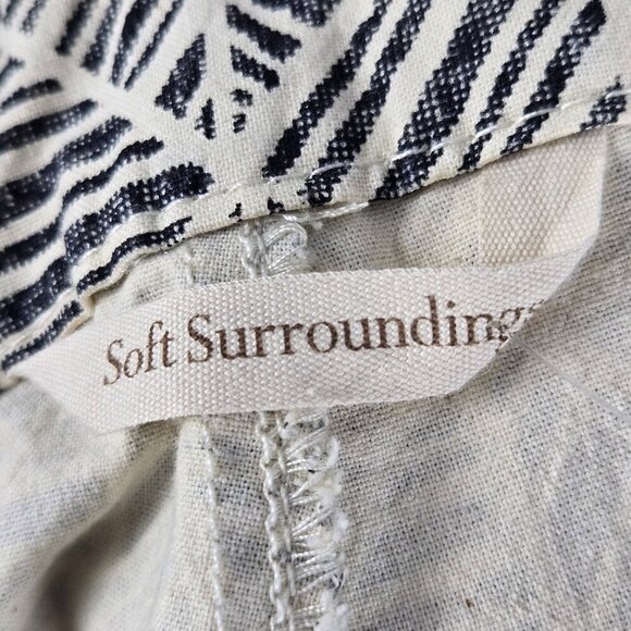 Soft Surroundings Size 4 Black & Cream Patterned Cropped Pants Straight Leg NWT - Picture 10 of 16